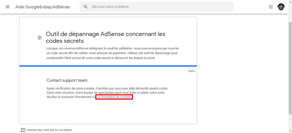 Adresse adsense en afrique: etape 3